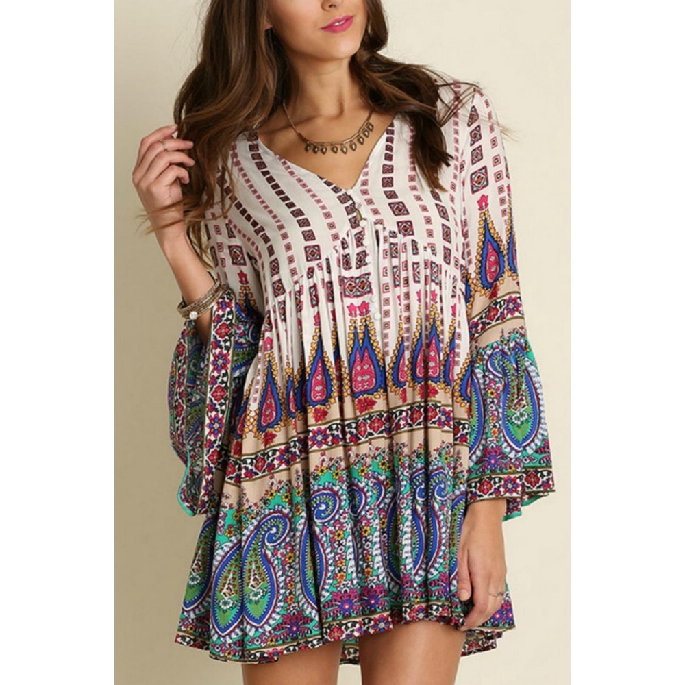 Umgee "Belle" Boho Bell Sleve Dress/Tunic